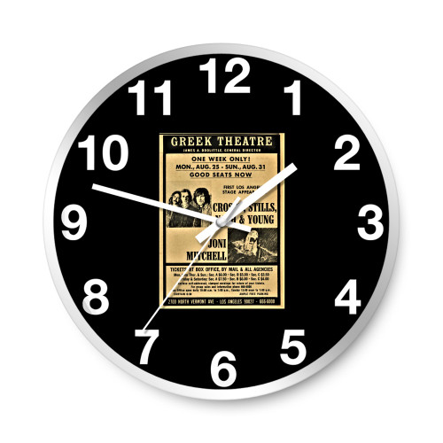 Csn & Y And Joni Mitchell 1969  Wall Clocks