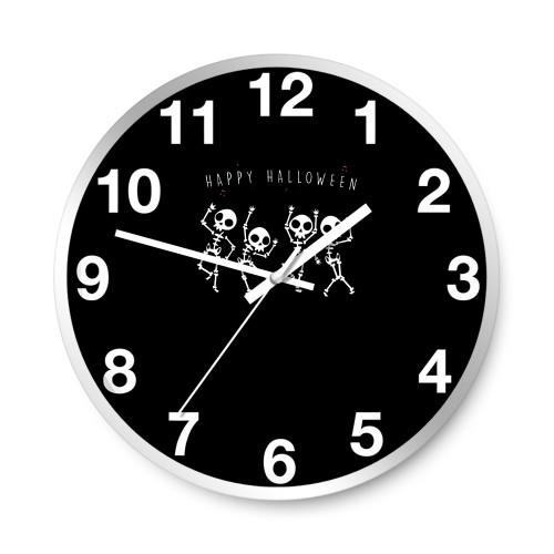 Dancing Skeletons Happy Halloween  Wall Clocks