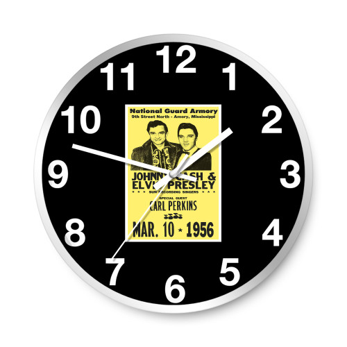 Elvis Presley Johnny Cash National Guard Armory Vintage Style Showprint  Wall Clocks