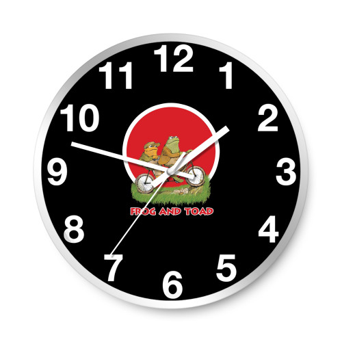 Frog And Toad On The Bike In Red Circle  Wall Clocks