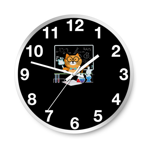 Funny Science Cat Chemistry Teacher  Wall Clocks