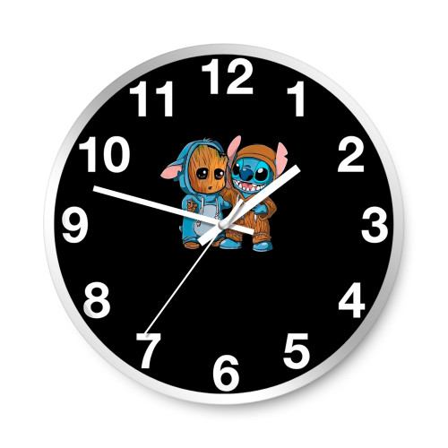 Groot And Stitch Friends  Wall Clocks