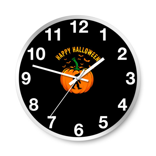 Happy Halloween Sasquatch Cryptid Halloween Pumpkin  Wall Clocks