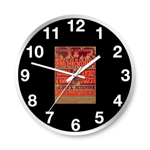 Jimi Hendrix Vintage Concert  Wall Clocks