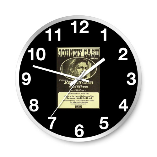 Johnny Cash Vintage Concert Handbill From Sheraton Waikiki Hotel  Wall Clocks