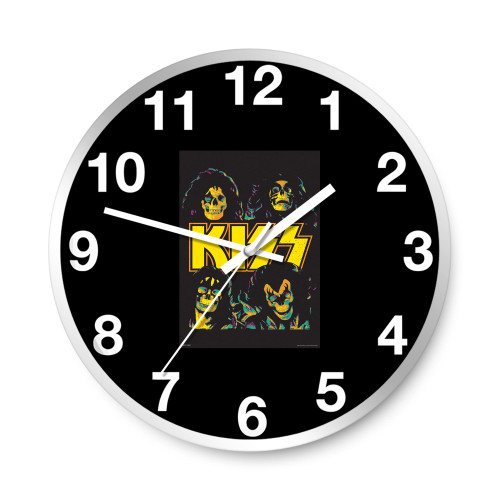 Kiss Band Merchandise Skulls Skeletons Merch Heavy Metal Music Retro Vintage 70S Kiss  Wall Clocks