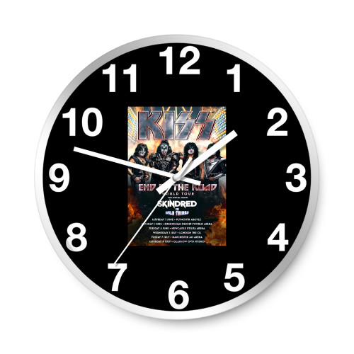 Kiss End Of The Road World 2023 Tour Uk Tour  Wall Clocks