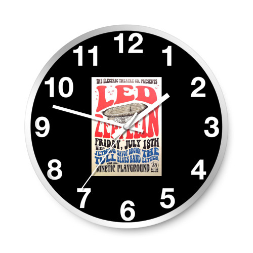 Led Zeppelin 1969 Chicago Vintage Music S  Wall Clocks