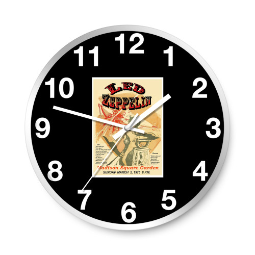 Led Zeppelin At Madison Square Garden Concert 1975  Wall Clocks