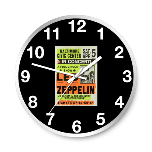 Led Zeppelin Live In Baltimore Concert Artist  Wall Clocks