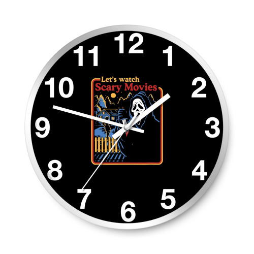 Let'S Watch Scary Movies Halloween  Wall Clocks