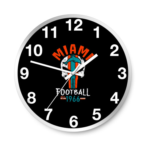 Miami Football Skull Est 1966  Wall Clocks