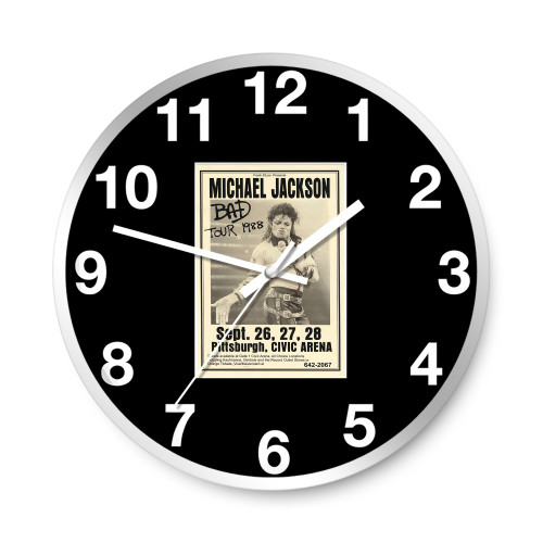 Michael Jackson Original 1988 Bad Tour Pittsburgh Civic Arena Concert  Wall Clocks  Wall Clocks
