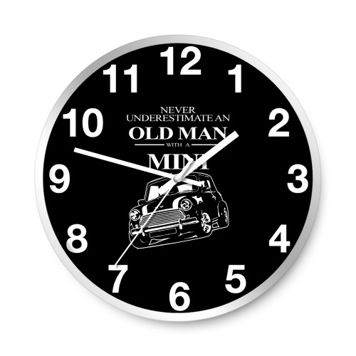 Old Man With A Mini Cooper Funny Cool Retro  Wall Clocks