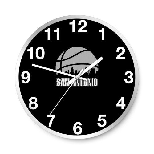 Retro San Antonio Basketball Fan City Skyline  Wall Clocks