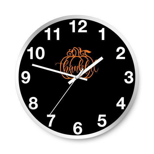 Thankful Pumpkin Cheetah  Wall Clocks