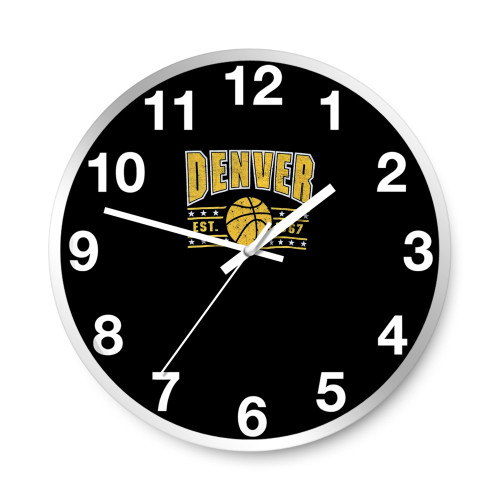 Vintage Denver Basketball Retro Est 1967  Wall Clocks