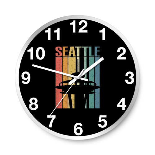 Vintage Seattle Space Needle Retro Seattle Pride  Wall Clocks