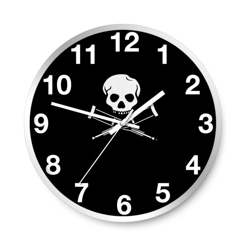 Mtv Jackass Skull And Crutches Logo 1  Wall Clocks