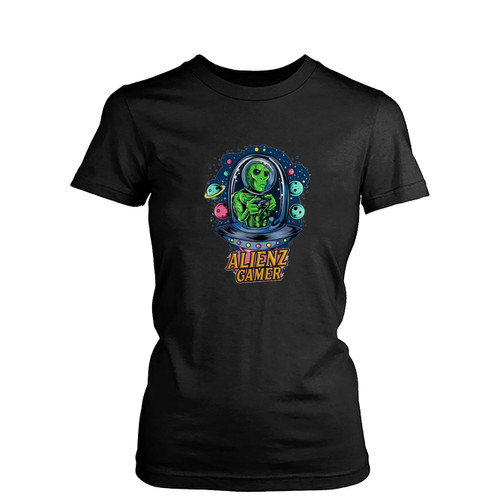 Alienz Gamer Funny Alien Space  Womens T-Shirt Tee