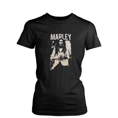 Bob Marley Black & White  Womens T-Shirt Tee