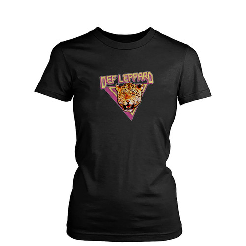 Def Leppard Tour 1983 Cat Rock Band  Womens T-Shirt Tee