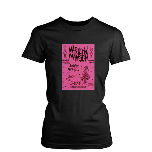 Early Marilyn Manson Concert Flyer 1992  Womens T-Shirt Tee