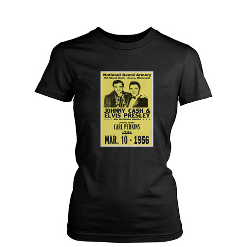 Elvis Presley Johnny Cash National Guard Armory Vintage Style Showprint  Womens T-Shirt Tee