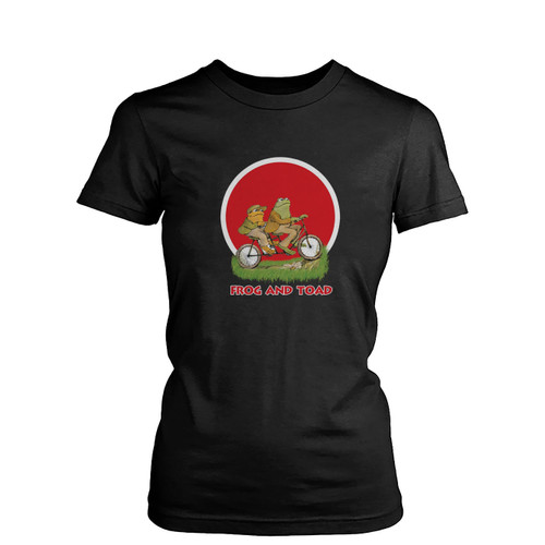 Frog And Toad On The Bike In Red Circle  Womens T-Shirt Tee