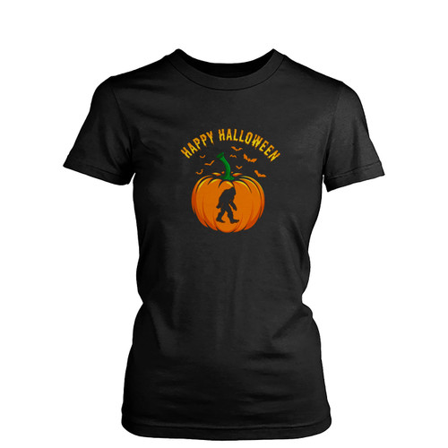 Happy Halloween Sasquatch Cryptid Halloween Pumpkin  Womens T-Shirt Tee