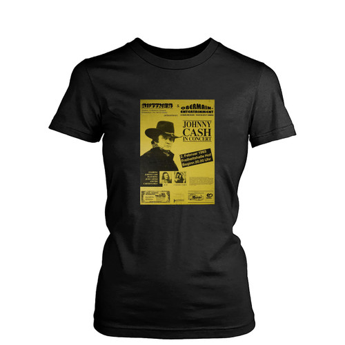 Johnny Cash In Hof Germany Concert  Womens T-Shirt Tee