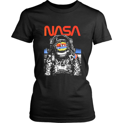 Nasa Astronaut Moon Reflection Vintage Retro Women's T-Shirt Tee