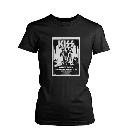 Kiss Cheap Trick Handbill Forum 1977 Love Gun Tour  Womens T-Shirt Tee