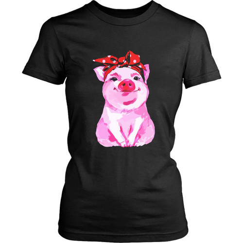 Pig Bandana Cute Women's T-Shirt Tee