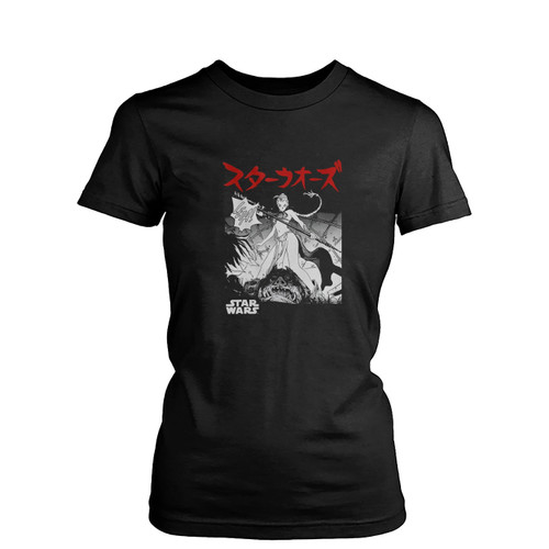 Leia Kanji Black Comic Graphic  Womens T-Shirt Tee