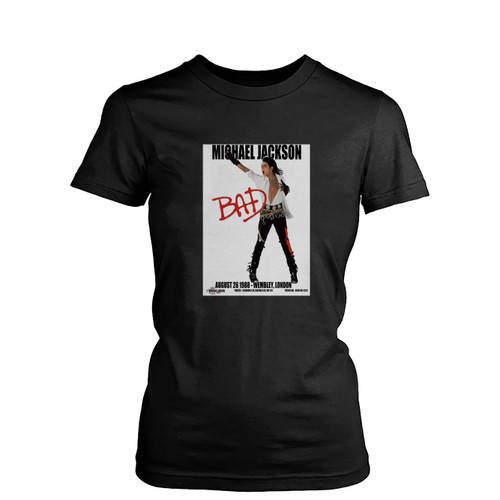 Michael Jackson  Womens T-Shirt Tee During The Bad Tour  Womens T-Shirt Tee