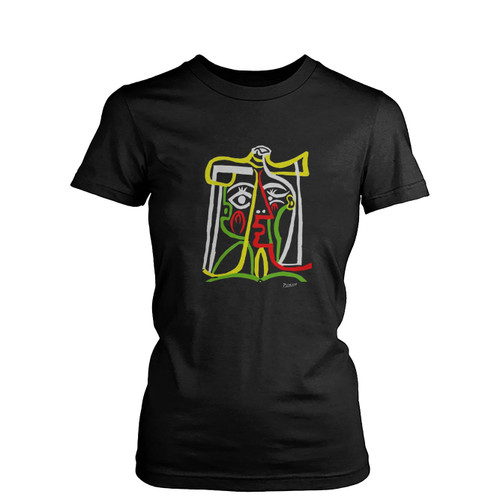 Pablo Picasso Jacqueline With Straw  Womens T-Shirt Tee Pablo Picasso Jacqueline With Straw  Womens T-Shirt Tee