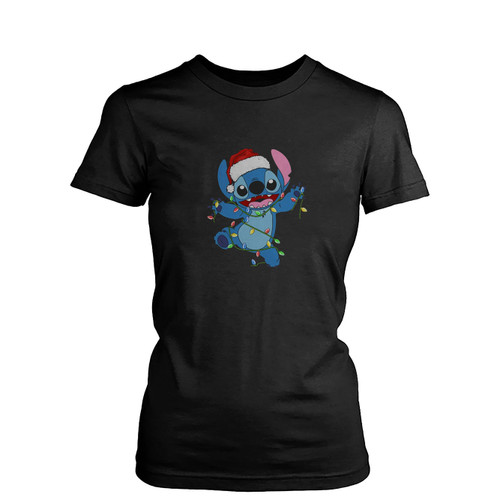 Stitch Cute Lilo And Stitch Santa  Womens T-Shirt Tee