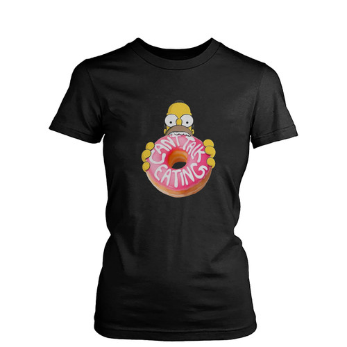 The Simpsons Homer Can'T Talk Eating  Womens T-Shirt Tee