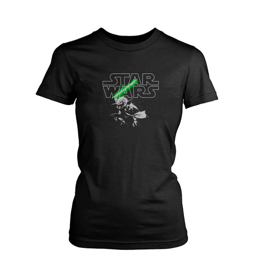Yoda Lightsaber Logo  Womens T-Shirt Tee Yoda Lightsaber Logo  Womens T-Shirt Tee