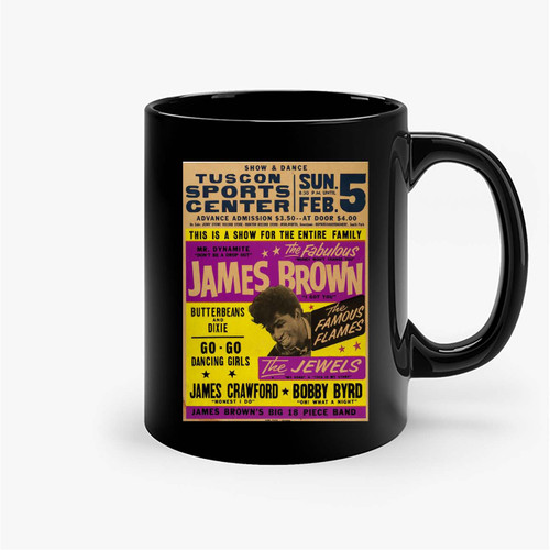 1967 James Brown Concert Style New Metal Sign Tucson Arizona Ceramic Mugs
