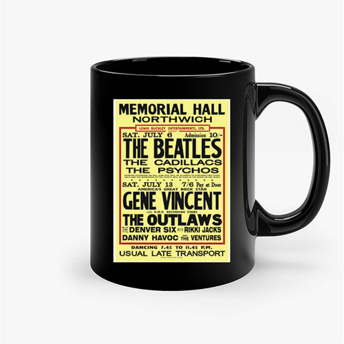 Beatles Reproduction Concert Poster Memorial Hall Northwich Uk Ceramic Mugs