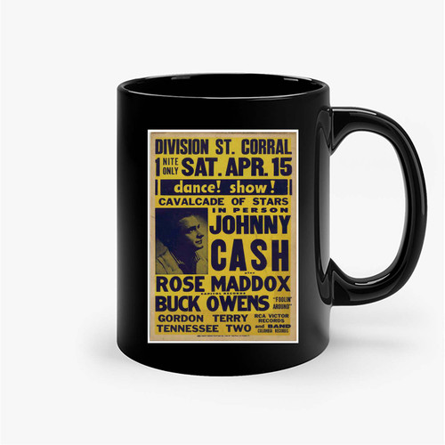Early Johnny Cash Concert From 1961 Ceramic Mugs