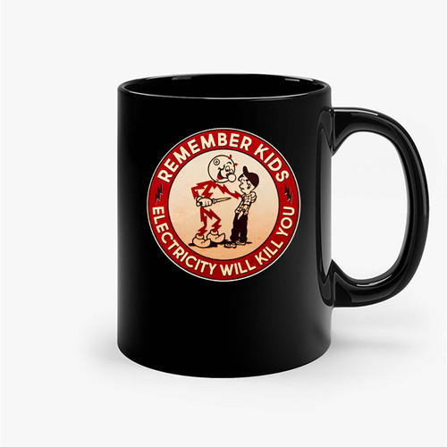 Funny Retro Vintage Electricity Will Kill You Emblem Vintage Ceramic Mugs