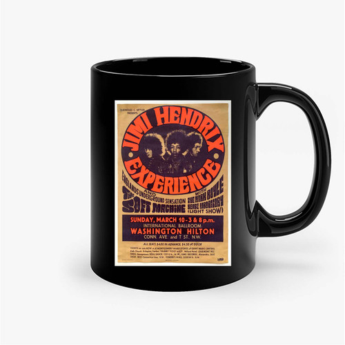 Jimi Hendrix Experience Rare 1968 Washington Dc Concert Ceramic Mugs