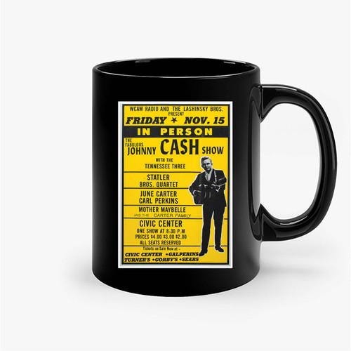 Johnny Cash 1968 Charleston Concert Ceramic Mugs