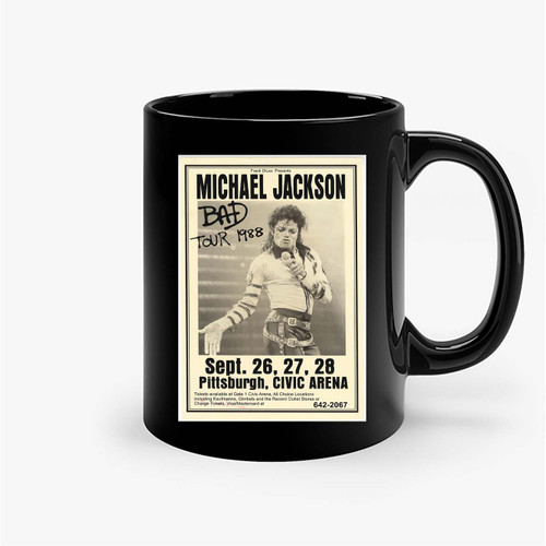 Michael Jackson Original 1988 Bad Tour Pittsburgh Civic Arena Concert Poster Ceramic Mugs
