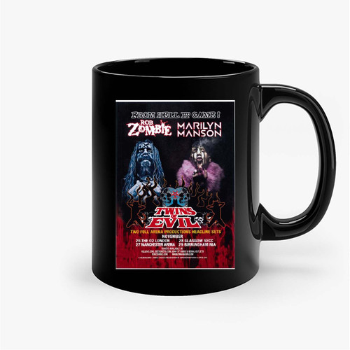 Original Concert Poster 2012 Rob Zombie And Marilyn Manson Twins Of Evil United Kingdom Ceramic Mugs