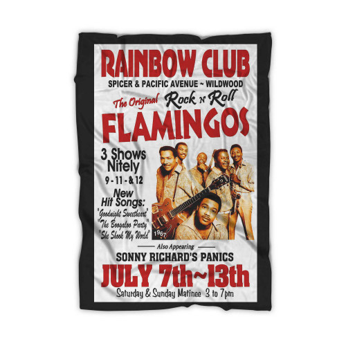 Flamingos 1987 At The Rainbow Club Sign Blanket