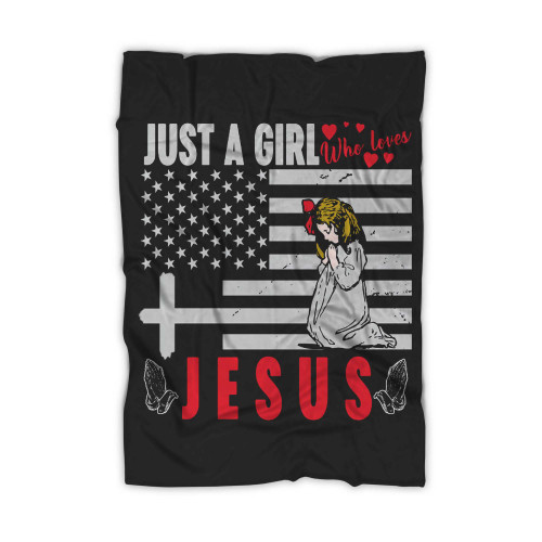 Just A Girl Who Loves Jesus Vintage Flag Vintage Blanket